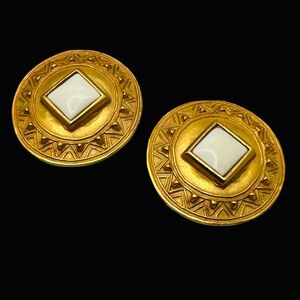 Vintage 1970’s Ivar Hyden Tribal Disk Clip Earrings